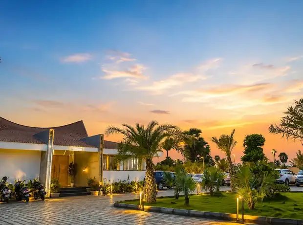 Resort driveway in the evening